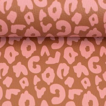Preview: 50x70 cm Zuschnitt Kunstleder Happy Collection Leo Terracotta/Lachs by Cherry Picking von Swafing